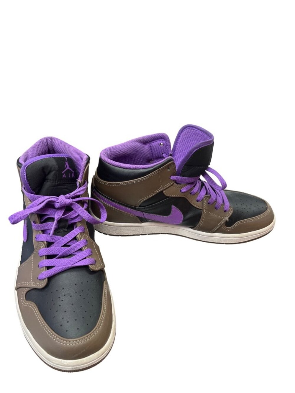 Nike Air Jordan 1 mens black purple leather palamino sneakers 10.5 SKU 10-325